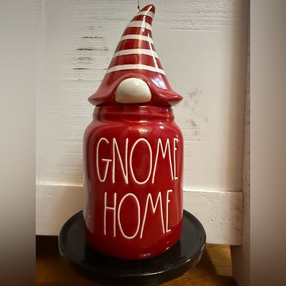 Rae Dunn Red Ceramic Gnome Home Canister - Picture 1 of 1